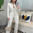 Conjunto de Camisa e Calça de Botão Manga Longa Fellinne